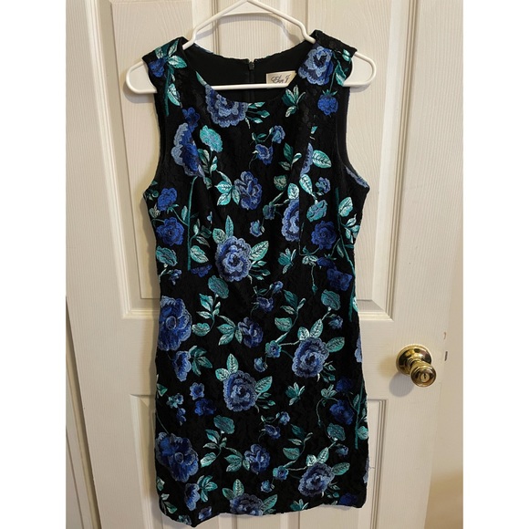 Eliza J Floral Embroidered Sheath Dress